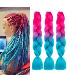Fanfyfyu Ombre Braiding Hair - 3 Pack Kanekalon Jumbo Braid Extensions | 24 Inch Synthetic Hair for Box Braids (Peach-Marineblau) - Buy Online on GoSupps.com