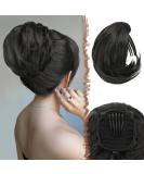 Feshfen Short Hair Part Dutt with Comb - Synthetic Hair Extensions for Women | Black Chignon & Hair Bun Accessories - Buy Online on GoSupps.com