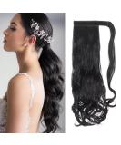 Tess Ponytail Extension - 60 cm Dark Black Wavy Braid | 100g Long Hair Extension for Horseplate | Best International Shipping - Buy Online on GoSupps.com