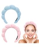 2Pack Women's Spa Headband for Skincare & Makeup - Pink+Blue - Buy Online on GoSupps.com