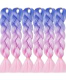 LDMY Ombre Braiding Hair Extensions - 6 Bundles / 24 Inch Jumbo Braids Light Blue-Purple-Pink Synthetic Kanekalon for Cosplay & Halloween - Buy Online on GoSupps.com