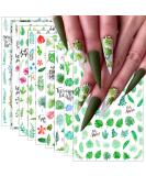 Summer Leaves Nail Stickers Decals | 3D Tropical Green Plants & Flowers | Self-Adhesive Manicure Designs - 9 Sheets (Design 5) - Buy Online on GoSupps.com
