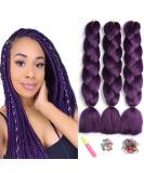 Showjarlly Kanecalon Ombre Jumbo Braid Extensions - 24 Inch Violet KanCalon Hair Braids for Stunning Styles - Buy Online on GoSupps.com