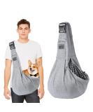Petcute Sling Dog Carrier Bag for Small Dogs - Adjustable Padded Shoulder Strap & Safety Buckle - Front Pocket - Gray - Buy Online on GoSupps.com