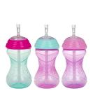 Nuby 3 Piece Girl No-Spill Easy Grip Cup with Flex Straw, 10oz, Clik It Lock Feature - Buy Online on GoSupps.com