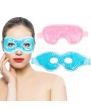 Piwosgol 2-Piece Cooling Eye Mask Set | Reusable Gel Therapy for Migraines Swollen Eyes & Dryness - Blue & Pink - Buy Online on GoSupps.com