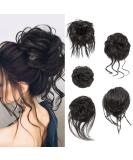 Fulang Hair 5-Pack Wavy Bun Hair Parts with Rubber Bands - Artificial Hair Ties for Updos & Messy Buns (4#) | International Shipping - Buy Online on GoSupps.com