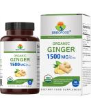 Brieofood Organic Ginger 1500mg - 45 Servings - 90 Vegetarian Tablets | Vegetarian & Gluten Free - Buy Online on GoSupps.com