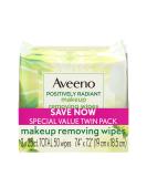 Aveeno Positively Radiant Oil-Free Makeup Removing Face Wipes - Twin Pack 2 x 25 ct | Gentle Facial Cleansing Wipes with Soy Extract for Even Skin Tone and Texture - Buy Online on GoSupps.com