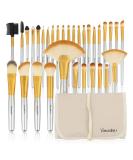 Yuwaku Champagne Makeup Brushes Set - 32 Piece Cruelty-Free Synthetic Fiber Bristles with Travel Case - Valentines Day Gift for Kids - Foundation, Powder, Blush, Eyeshadow - NO Shedding - Buy Online on GoSupps.com