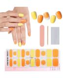 EBANKU Semi Cured Gel Nail Strips - Long Lasting Waterproof Nail Polish Wraps in Yellow and Orange | Includes Cuticle Stick, Nail File, Wipes - DIY Gel Nail Stickers - Buy Online on GoSupps.com
