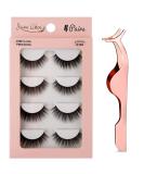 Jane Choi 3D Faux Nerz False Eyelashes - Reusable Long & Thick Handmade 4 Pairs with Clip | Dramatic Makeup Eyelash Extensions - Buy Online on GoSupps.com