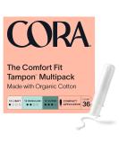 Cora Organic Cotton Applicator Tampons | Light/Regular/Super Absorbency | Unscented & BPA-Free | 36 Count - Buy Online on GoSupps.com
