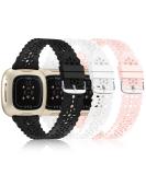 YAXIN 3 Pack Slim Sport Bands for Fitbit Sense/Versa 3 - Soft Silicone Lace Replacement Wristbands for Women in Black/White/Pink Sand - Buy Online on GoSupps.com