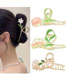 3PCS Flower Metal Hair Claw Clips - Nonslip Strong Hold Barrettes for Women and Girls with Long Curly Hair - Buy Online on GoSupps.com