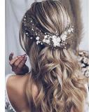 Unicra Silver Bride Wedding Hair Vine Flower Bridal Hair Piece Pearl Hair Accessories Leaf Headpieces Jewelry for Women and Girls (12.5 Inches) (Silver) - Buy Online on GoSupps.com