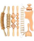 8PC Wooden Massage Therapy Tools Set | Gua Sha Scooter & Anti-Cellulite Massagers for Full-Body Muscle Pain Relief - Buy Online on GoSupps.com