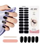 Kalolary 20PCS Nail Adhesive Wrap Nail Gel Polish Strips Full Wraps Nail Polish Stickers Cured Gel Nail Strips Self-Adhesive Gel Nail Wrap Stickers Decals(UV/LED Lamp Required) (Black) - Buy Online on GoSupps.com