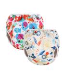 Vicloon Reusable Baby Swimming Trousers - Adjustable Swimming Diaper for Toddlers (0-3 Years) - 2PCs with Colorful Animals & Yellow Sunflowers - Buy Online on GoSupps.com