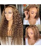 CYNOSURE 26 Curly Honey Blond Ombre Highlight Lace Front Human Hair Wig - Pre Plucked & Invisible - Women's 26 Inch - Buy Online on GoSupps.com