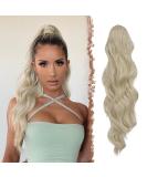 Feshfen Ashblond 60cm Ponytail Hair Extension - Wavy Curly Synthetic Hair Part for Women - Buy Online on GoSupps.com