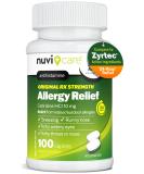 24-Hour Allergy Relief - Cetirizine Hydrochloride 10mg Tablets | Compare to Zyrtec - 100 Count Generic Antihistamine for All-Day Relief - Buy Online on GoSupps.com
