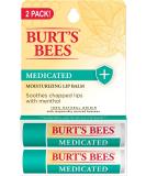 Medicated Lip Balm Stocking Stuffer, Burt's Bees Moisturizing Lip Care Holiday Gift, for Dry Chapped Lips, All Natural, with Menthol & Eucalyptus (2 Pack) Medicated 2 Count (Pack of 1) - Buy Online on GoSupps.com