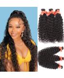 Brazilian Virgin Water Wave Hair Bundles - 3 Pack (14, 16, 18) Curly Human Hair Extensions - Natural Black - Buy Online on GoSupps.com