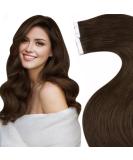 LAAVOO Tape Extensions - 60cm Brown Real Hair Dark Brown Smooth Skin Weft Remy Tape-In Hair Extensions 50g 20PCs - Premium Human Hair - Buy Online on GoSupps.com