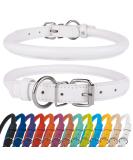 CollarDirect Handmade Round Leather Dog Collar - Soft Padded Adjustable for Small & Big Dogs - Stylish Black Pink Red Purple Blue White (48-53 cm) - Buy Online on GoSupps.com