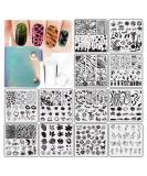 VNC Nail Stamping Plates Set - 12pcs Nail Plates, 1 Stamper, 1 Scraper, Storage Bag | Nail Art Template Image Plate Stencil Nails Tool Set - Buy Online on GoSupps.com