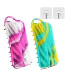 YEALIFE Silicone Body Scrubber 2 in 1 Body & Hair Brush for Shower - Purple & Green - Buy Online on GoSupps.com