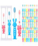 Patelai 24 Pcs Kids Toothbrush Set | Soft Bristles for Age 2+ Children | Boys and Girls Cute Colorful Design with Suction Cup Storage - Buy Online on GoSupps.com