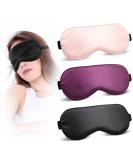 Buy 3PCS Light Blocking Sleep Masks | Adjustable Soft Silk Eye Covers for Travel & Sleeping | Pink Black Purple - Perfect for Men & Women - Buy Online on GoSupps.com