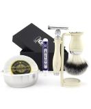Premium Shaving Kit Gift for Men - Safety Razor Brush Bowl Stand - No Blades Included | International Shipping - Buy Online on GoSupps.com