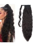 Long Ponytail Hair Extensions for Women 20-26 inches Curly Wrap Around Ponytail Corn Wave Ponytail Magic Paste Hairpiece 26 Inches - Natural Black Natural Black 26 Inch - Buy Online on GoSupps.com
