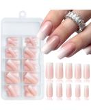 LoveOurHome 120pc Ombre Nude Square Press on Nails - Long Full Cover Glossy Fake Nails with Adhesive Glue Tabs - Buy Online on GoSupps.com