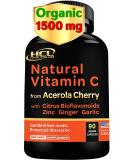 Organic Acerola Cherry Vitamin C with Garlic, Ginger & Citrus Bioflavonoids - Immune Support & Collagen Booster - Buy Online on GoSupps.com