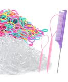 TsMADDTs 1000pcs Hair Rubber Bands with Topsy Hair Tail Tools - 500pcs Clear Elastics Bands, 500pcs Colorful Mini Hair Rubber Bands, Hair Loop, Rat Tail Comb - Buy Online on GoSupps.com
