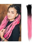 Handmade 24 Thin 0.6cm Synthetic Dreadlock Extensions - Soft Crochet Hair Hip-Hop Style 20 Strands Pink - Buy Online on GoSupps.com