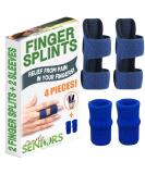 Simply SENIORS Finger Splint - 4 Pieces - Set of 2 Finger Splints + 2 Nylon Finger Sleeves for Trigger Finger & Arthritis Relief - Finger Brace for Straightening or Support for Broken Fingers - Buy Online on GoSupps.com