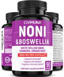 CIVIMUNA Noni Capsules 8850mg - 3 Months Supply with Boswellia & White Willow Bark - Buy Online on GoSupps.com