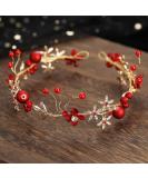 Drokit Red Flower Tiara Bridal Headpiece and Earrings Set - Wedding Hair Jewelry and Accessories - Buy Online on GoSupps.com