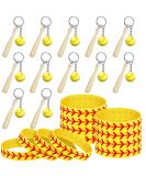 24-Piece Softball Charms Set - Yellow Softball Keychains with Wooden Bat & Silicone Bracelets for Athletes, Teams, Schools & Parties - Buy Online on GoSupps.com