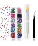 1500 Pcs Rhinestones Nail Gems Flat Back Crystal Rhinestones with Pick Up Tweezers and Rhinestone Picker Dotting Pen Tools for Nails Clothes Teeth Face DIY Crafts - Buy Online on GoSupps.com