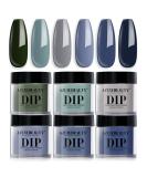 AZUREBEAUTY Dip Powder Nail Set Blue Sage Green Grey Shades, All Seasons 6 Colors Dipping Powder Starter Kit French Nail Art Manicure DIY Salon Gifts for Women, No Need Nail Lamp Cured - Buy Online on GoSupps.com