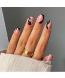 24 Pcs Short Coffin Press On Nails - Black Graffiti Acrylic Fake Nails with Glue for Women & Girls - Buy Online on GoSupps.com