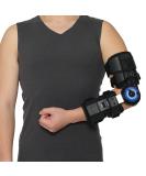 Orthomen Hinged ROM Elbow Brace - Adjustable Post OP Stabilizer Splint for Arm Injury Recovery - Left Black - Buy Online on GoSupps.com