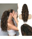 BARSDAR Long Curly Wavy Clip in Ponytail Extension - 18'' Brown & Blonde Synthetic Hairpiece for Women | Ideal for Daily & Party Wear - Buy Online on GoSupps.com