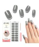 Semi Cured Gel Nail Wraps - 20pc Salon-Quality Manicure Set in Grey Glitter - Long Lasting & Easy to Apply/Remove with Nail File & Cuticle Stick - Buy Online on GoSupps.com